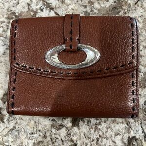 Brighton Vintage Brown Leather Wallet with Silver Accent